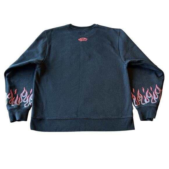 EUC Men's Vans Thrasher Off The Wall Black Flame Sweatshirt | Embroidered MEDIUM - Picture 2 of 11